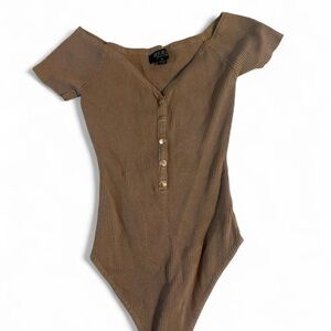 Hera Collection Tan Ribbed Bodysuit